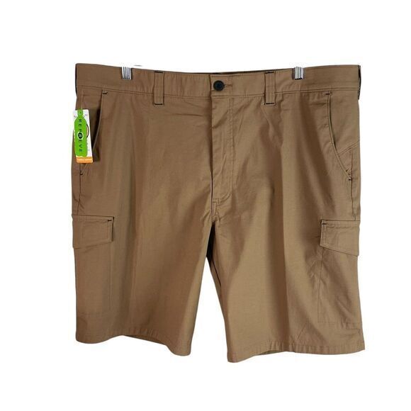 NEW Haggar Active Series Cargo Shorts Mens 44 Toast Brown Stretch Flex Waistband - Picture 1 of 6